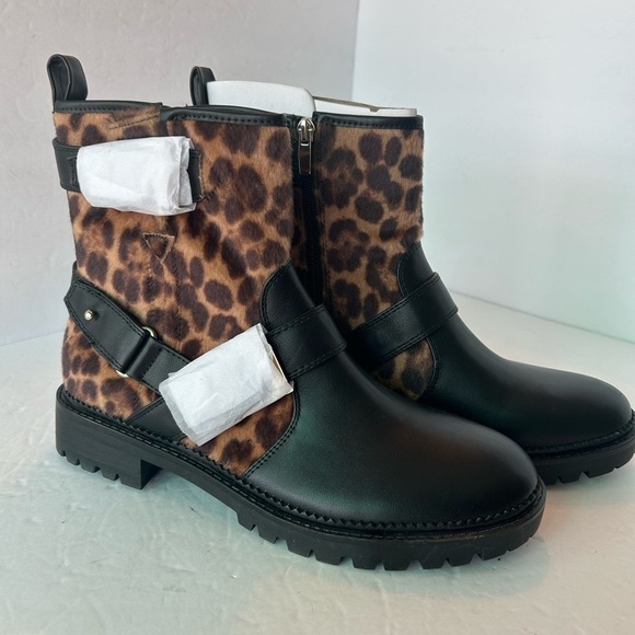 Nine West NWT “Arriablack” Leopard And Black Boots - Picture 5 of 9